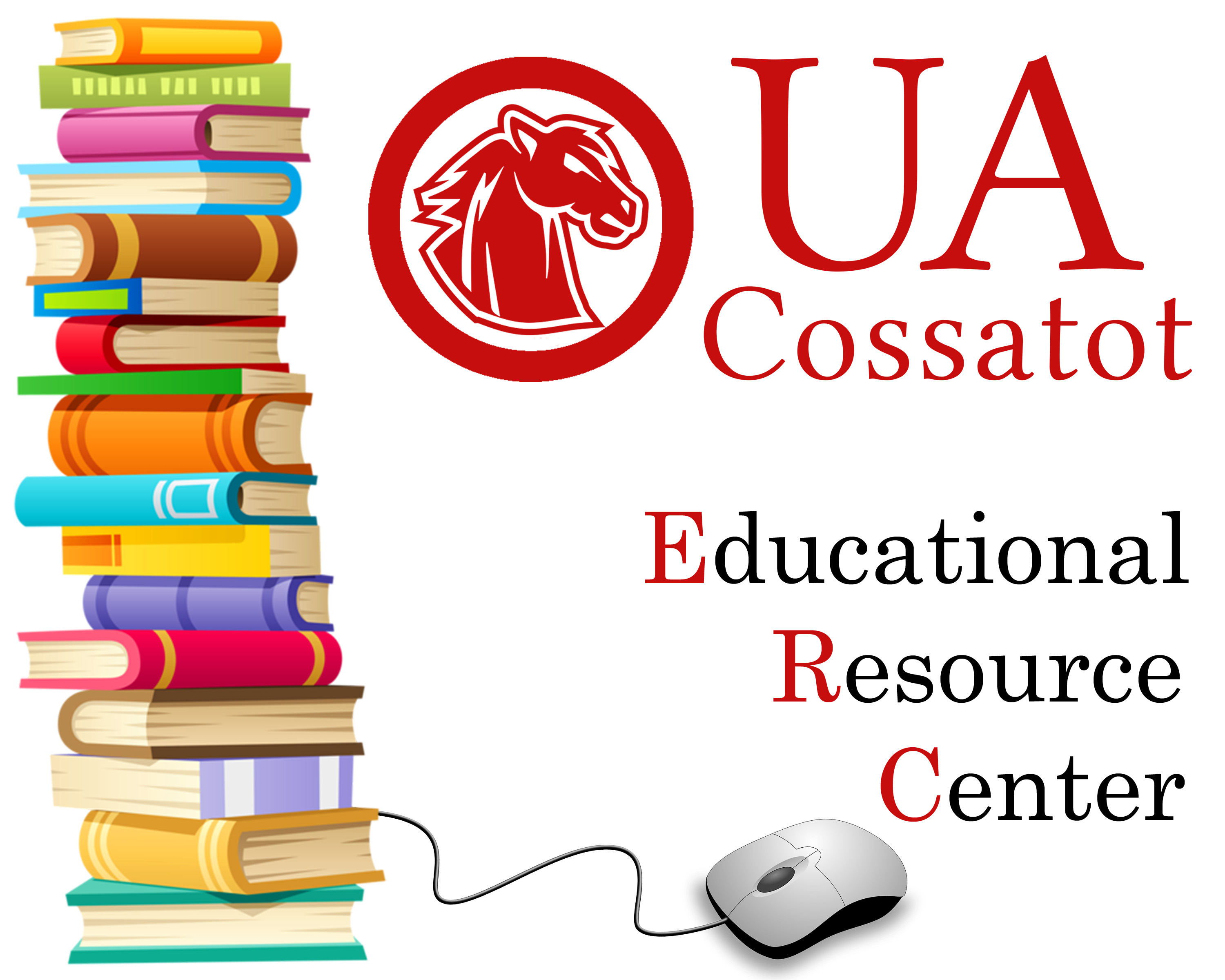 ERC logo (stack of books with computer mouse and UA Cossatot logo)